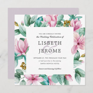 Magnolia Bloom   Floral Botanical Wedding Kaart