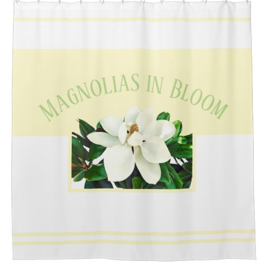 Magnolia Bloom | Geel en wit Douchegordijn (Voorkant)