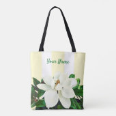 Magnolia Bloom | Gepersonaliseerd geel en wit Draagtas (Achterkant)