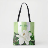 Magnolia Bloom | Gepersonaliseerd groen en wit Draagtas (Voorkant)