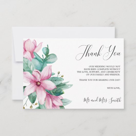 Magnolia Bloom | Merci de Mariage floral rustique (Devant)