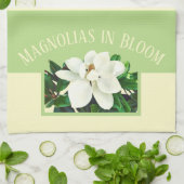 Magnolia Bloom | Serviette de cuisine verte et jau (Plié)