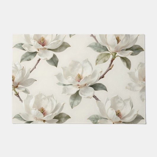 Magnolia Bloom Soft Neutral Pattern Deurmat (Voorkant)