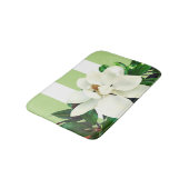 Magnolia Bloom | Tapis de bain blanc et vert (Angle)