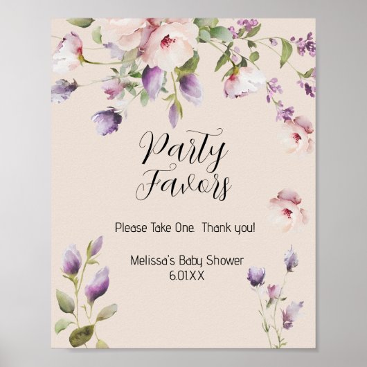 Magnolia Blooms Party Favor Sign Poster (Voorkant)