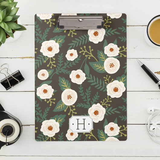 Magnolia Blossom Floral Monogram Klembord