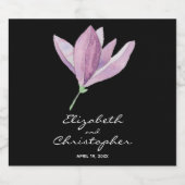 Magnolia Blossom op Zwarte Bruiloft Sparkling Wijnetiket (Enkel label)