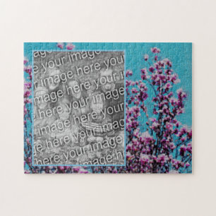 Magnolia Blossoms Blue Sky Painting Uw foto toevoe Legpuzzel