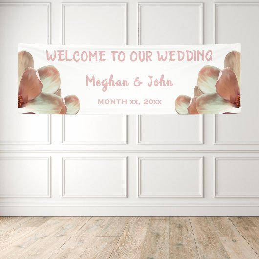 Magnolia Blush - Bruiloft Banner - 2.5' x 8'