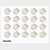 Magnolia Blush Floral Elegant Chic Wedding Class Ronde Sticker (Vel)