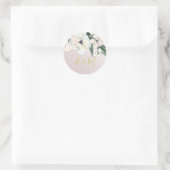Magnolia Blush Floral Elegant Chic Wedding Class Ronde Sticker (Tas)
