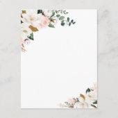 Magnolia Blush Roze Goud en Wit Bloemen Bruiloft Informatiekaartje (Achterkant)