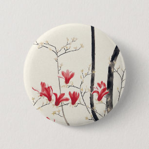 Magnolia boom door Kobayashi Kokei, Vintage Natuur Ronde Button 5,7 Cm