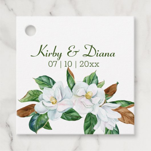 Magnolia Bouquet Wedding Bedankjes Labels (Voorkant)