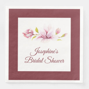 Magnolia Bourgondië Floral Vrijgezellenfeest Servet