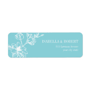 Magnolia Branch Bleek blauw Bruiloft Retour Etiket