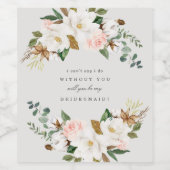 Magnolia Bruidsmeisje Aanzoek Wijn Etiket (Enkel label)