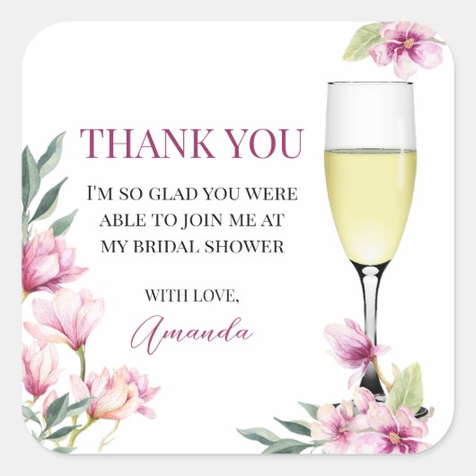 Magnolia Brunch en Bubble bedankt u Vierkante Sticker (Voorkant)