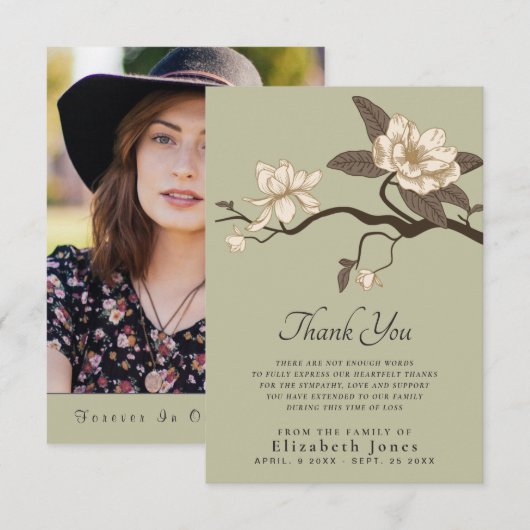 Magnolia Célébration de la Carte de remerciements (Devant / Derrière)