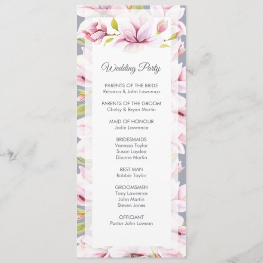 Magnolia Charm Bloemen Huwelijksceremonie Programma (Achterkant)