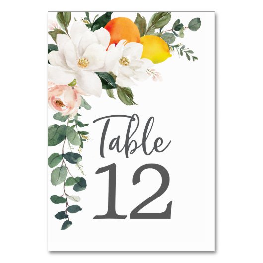 Magnolia Citrus Table Kaarten Wedding Table Number (Achterkant)