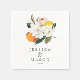 Magnolia Citrus Wedding Napkin Cocktail Napkin Servet
