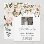 Magnolia & Cotton Celebration of Life Invites Kaart (Voorkant / Achterkant)