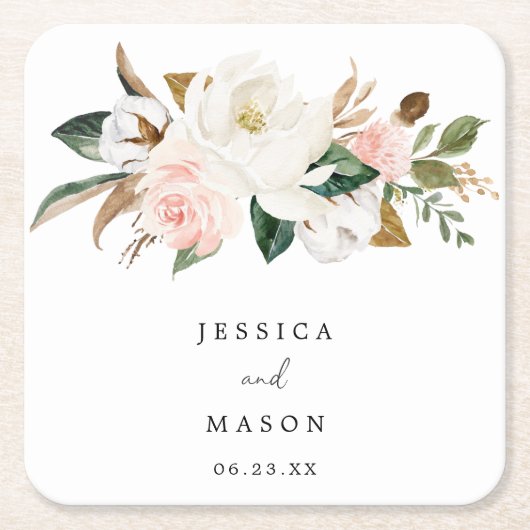 Magnolia Cotton Wedding Onderzetters (Voorkant)