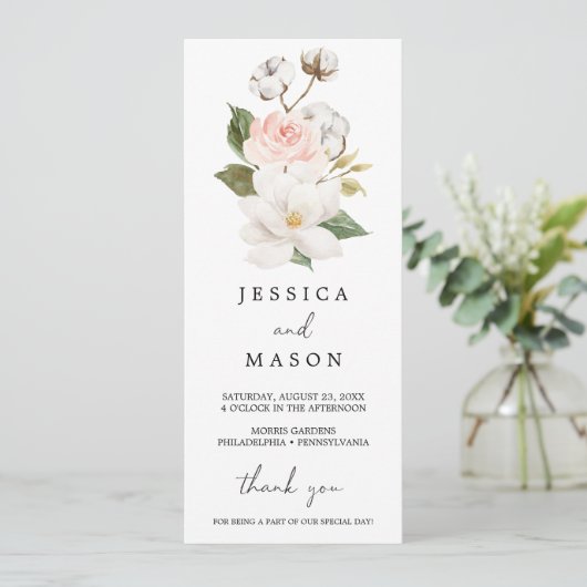 Magnolia Cotton Wedding Programme (Debout devant)