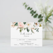 Magnolia Cotton Wedding RSVP Briefkaart (Staand voorkant)