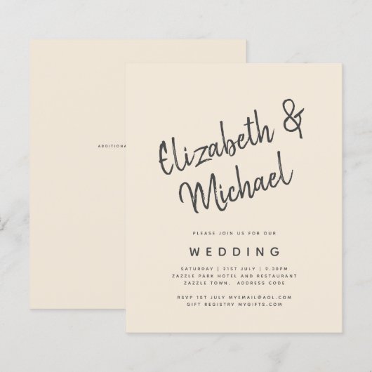 Magnolia Cream Modern Wedding Typography (Voorkant / Achterkant)