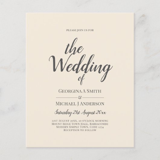 Magnolia Cream Modern Wedding Typography Flyer (Voorkant)