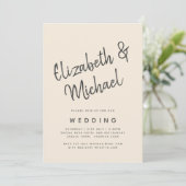 Magnolia Cream Modern Wedding Typography Kaart (Staand voorkant)