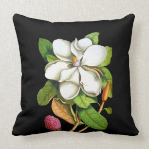 Magnolia du sud sur le coussin d'intérieur noir