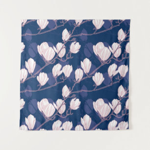 Magnolia Elegantie: Marine Lente Bloei Wandkleed