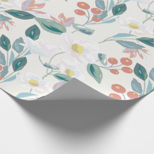 Magnolia en Berry Ivory White Floral Cadeaupapier