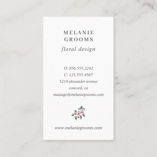 Magnolia en Eucalyptus gray Floral Botanical Visitekaartje (Achterkant)