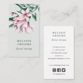 Magnolia en Eucalyptus gray Floral Botanical Visitekaartje (Voorkant / Achterkant)