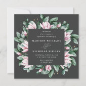 Magnolia en Eucalyptus | Square Wedding Kaart (Voorkant)