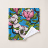 Magnolia en floraison sur bleu (Gant de toilette)