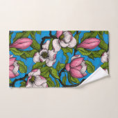 Magnolia en floraison sur bleu (Serviette à main)