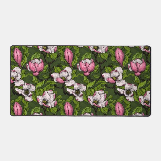 Magnolia en floraison sur vert foncé (Recto)