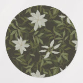 Magnolia en groen blad op zwart labels (Design 2)