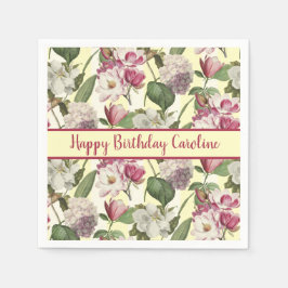 Magnolia en Hydrangea Bloemen Zuidelijk Servet