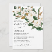 Magnolia en katoen bruiloft uitnodiging (Voorkant)