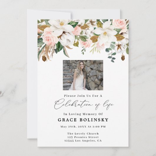 Magnolia Et Coton Célébration Des Invitations De V (Devant)