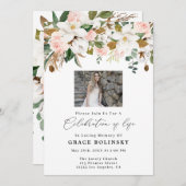 Magnolia Et Coton Célébration Des Invitations De V (Devant / Derrière)