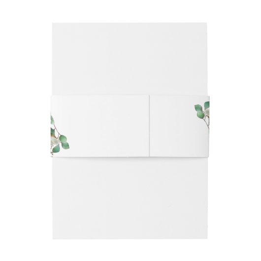 Magnolia Eucalyptus Waterverf Elegante Trouwdag Uitnodigingen Wikkel (Achterkant Voorbeeld)