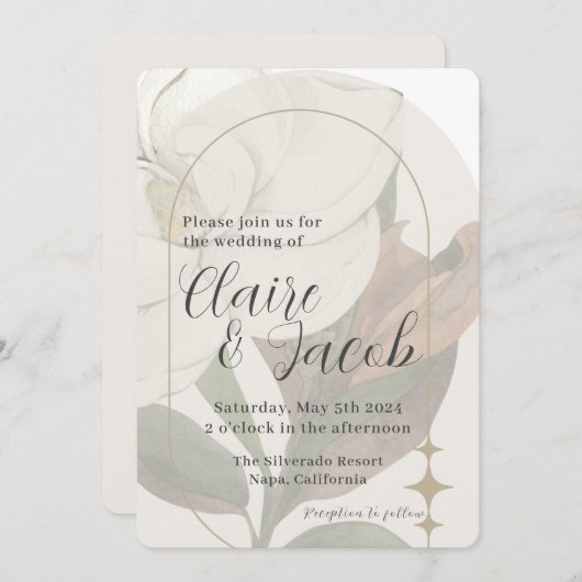 Magnolia Faire-part de mariage (Devant / Derrière)