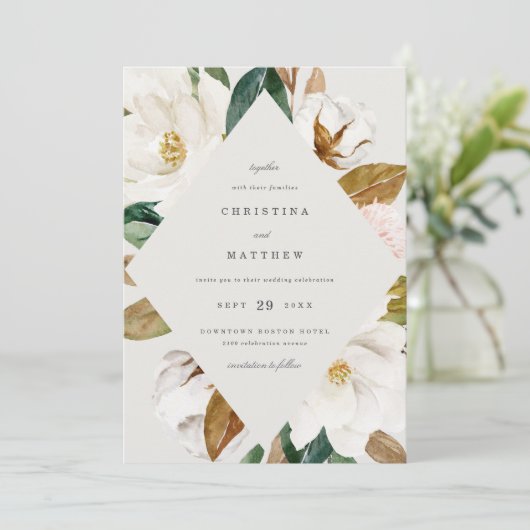 Magnolia Faire-part de mariage (Debout devant)